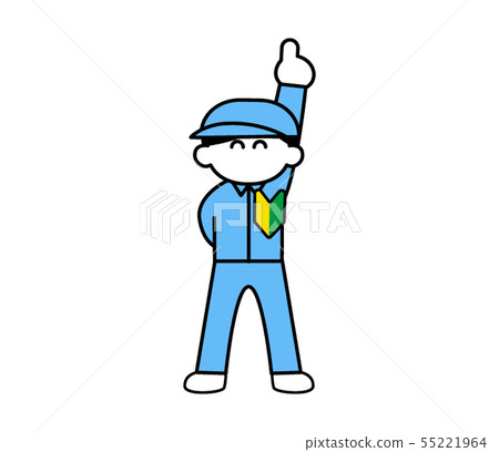 New worker man pointing up with smile (deformed) 55221964