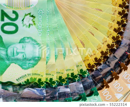 Canadian banknotes background Canadian banknotes background 55222314