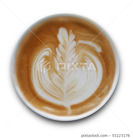 Top view of a mug of latte art coffee. Top view of a mug of latte art coffee. 55223176