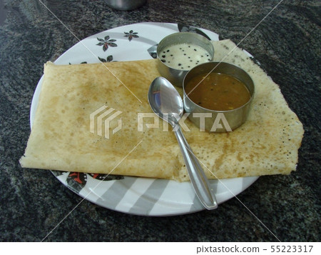South Indian breakfast, Dosa, Masala, Chutney, vegetables 55223317