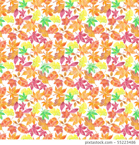 Autumn leaves seamless pattern watercolor - Stock Illustration ...