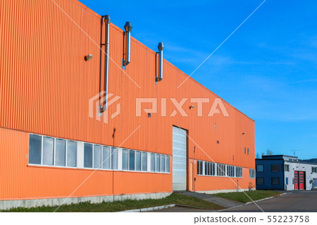Facade of a storage building in port Facade of a storage building in port 55223758