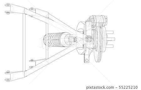 Car suspension with shock absorber. Vector Car suspension with shock absorber. Vector 55225210