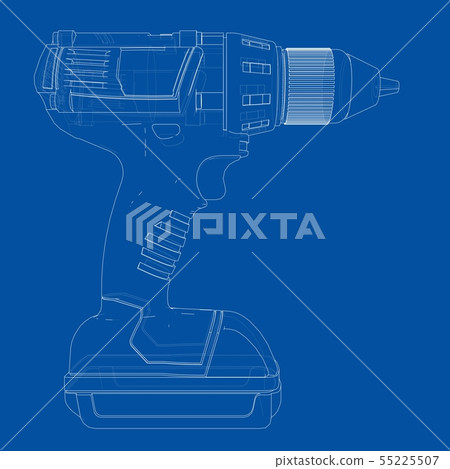Electric cordless screwdriver. Vector 55225507
