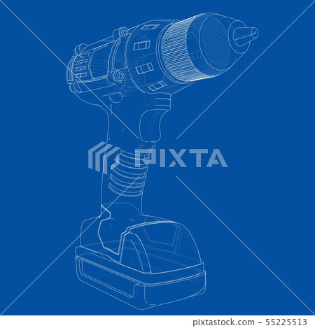 Electric cordless screwdriver. Vector Electric cordless screwdriver. Vector 55225513