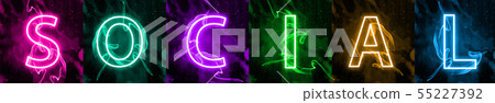 Neon light lettering of modern social media's term Neon light lettering of modern social media's term 55227392