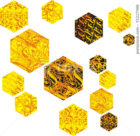 Ornamented hexagon honeycomb abstract vector Ornamented hexagon honeycomb abstract vector 55227406