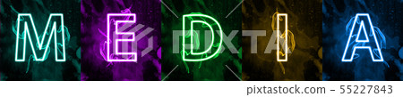 Neon light lettering of modern social media's term Neon light lettering of modern social media's term 55227843