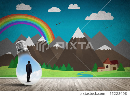 Businessman trapped in bulb Businessman trapped in bulb 55228498