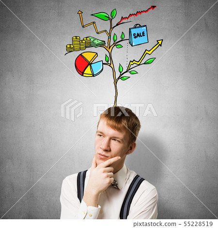 Redhead student thinking about something Redhead student thinking about something 55228519