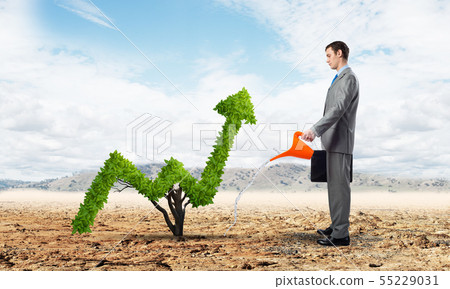 Green plant in shape of of grow up trend Green plant in shape of of grow up trend 55229031