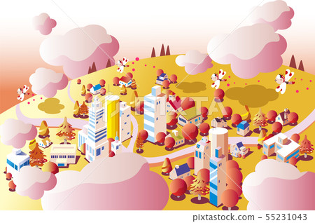 Autumn background, colored cityscape 55231043