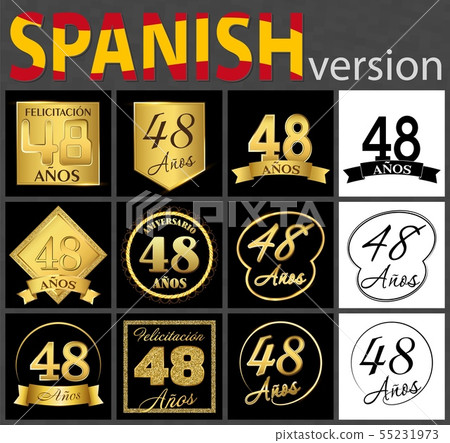 Spanish set of number 48 templates - Stock Illustration [55231973] - PIXTA