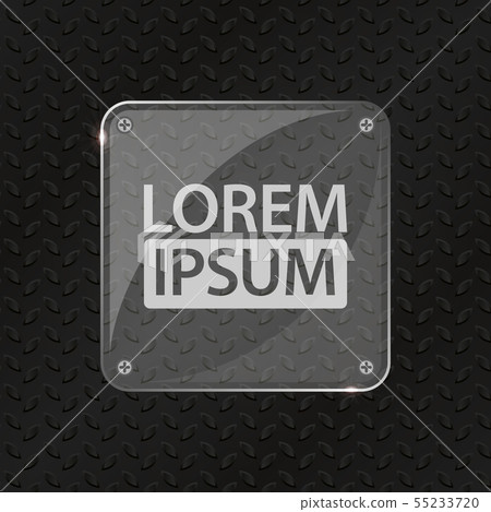 Metal Background with glass transparent plate and rivets. Metallic grunge texture. Techno vector Metal Background with glass transparent plate and rivets. Metallic grunge texture. Techno vector 55233720