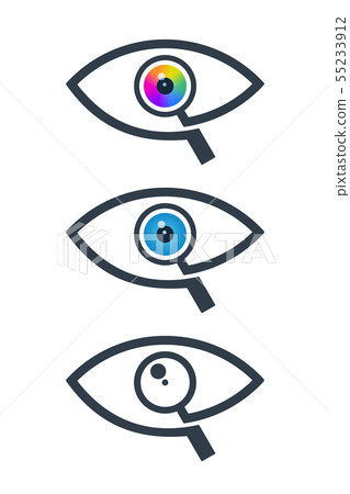 Eye icons with magnifying glass 55233912