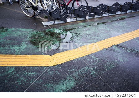 Rain sidewalk, cityscape, bicycle parking lot Rain sidewalk, cityscape, bicycle parking lot 55234504