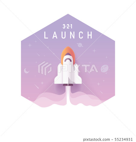 Vector business startup concept, rocket launch 55234931
