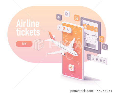 Vector booking airline tickets app concept Vector booking airline tickets app concept 55234934