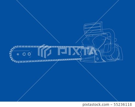 Chain saw. Vector rendering of 3d Chain saw. Vector rendering of 3d 55236118