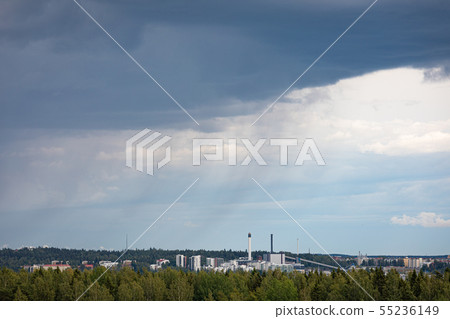Summer day raining viewed from far Summer day raining viewed from far 55236149
