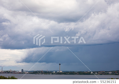 Summer day raining viewed from far Summer day raining viewed from far 55236151
