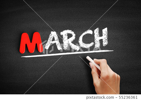 March text on blackboard 55236361