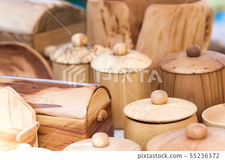 Wooden utensils and pots Wooden utensils and pots 55236372