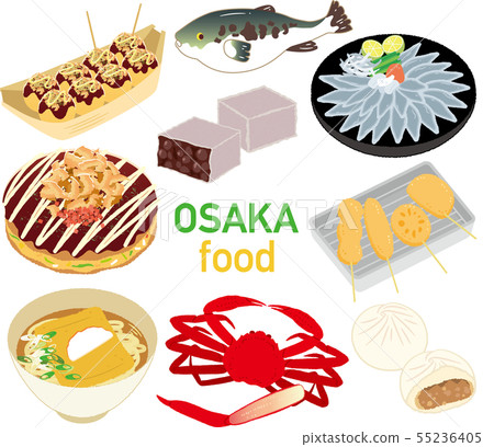 插圖素材:大阪特產產品美食圖標集 插圖素材:大阪特產產品美食圖標集 55236405