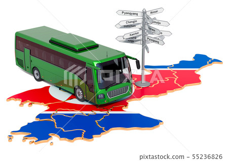 North Korea Bus Tours concept. 3D rendering North Korea Bus Tours concept. 3D rendering 55236826