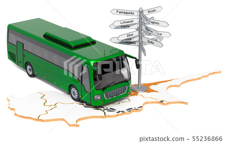 Cyprus Bus Tours concept. 3D rendering 55236866