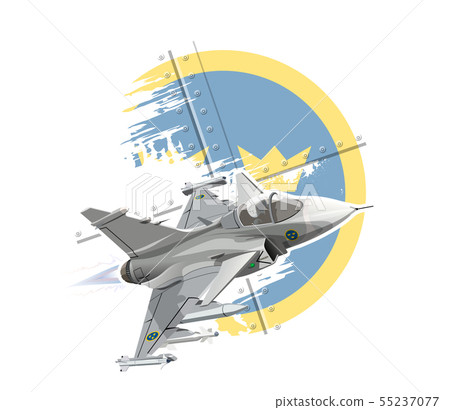 Cartoon modern military fighter plane 55237077