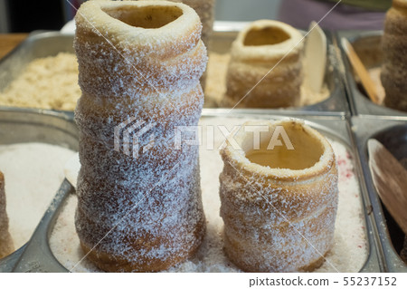 Traditional twist roll in a strret market 55237152