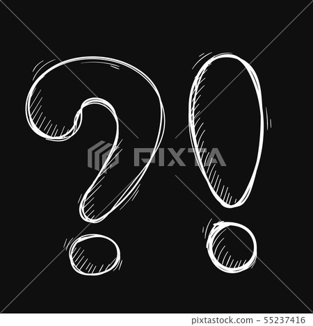 Question and Exlamation marks. Hand drawn white... - Stock Illustration ...