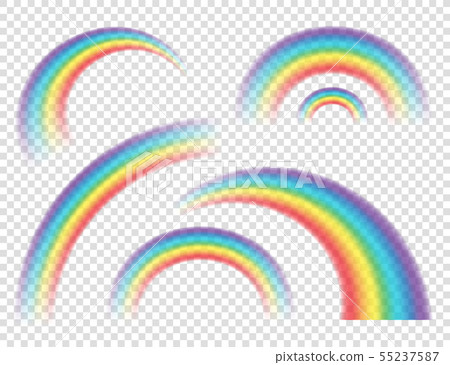 Abstract Realistic Colorful Rainbow on Transparent Background. Vector illustration. 55237587