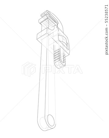 Outline adjustable wrench. Vector Outline adjustable wrench. Vector 55238571