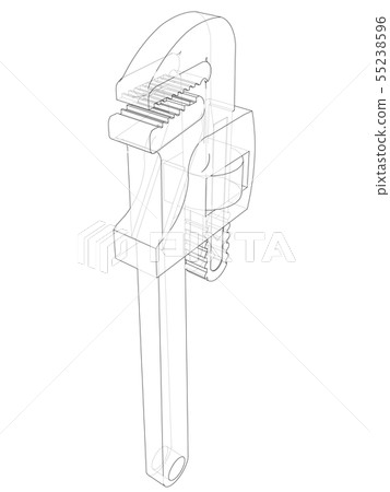 Outline adjustable wrench. Vector 55238596