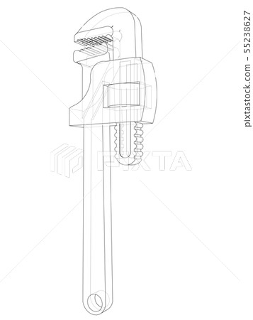 Outline adjustable wrench. Vector Outline adjustable wrench. Vector 55238627