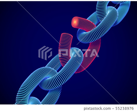 Broken chain link. The concept of data protection technology. 55238976