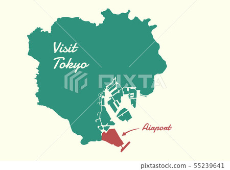 Tokyo 23 wards map and location of Haneda Airport 55239641