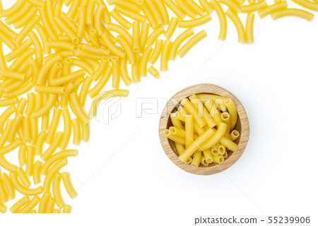 Raw macaroni pasta isolated on white Raw macaroni pasta isolated on white 55239906