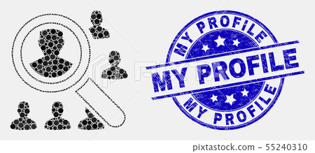 Vector Dotted Search Users Icon and Scratched My Profile Seal Vector Dotted Search Users Icon and Scratched My Profile Seal 55240310