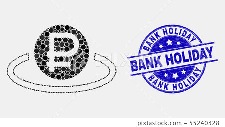 Vector Dotted Rouble Area Icon and Grunge Bank Holiday Watermark 55240328