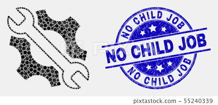 Vector Dotted Repair Tools Icon and Scratched No Child Job Seal Vector Dotted Repair Tools Icon and Scratched No Child Job Seal 55240339