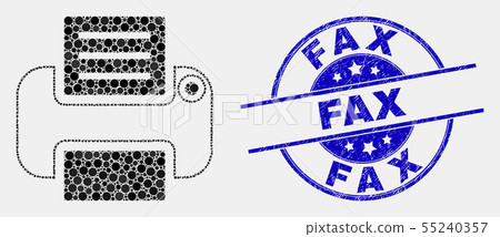 Vector Pixel Printer Icon and Distress Fax Watermark 55240357