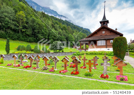 The Swiss village of Iseltwald on the famous lake Brienz. The Swiss village of Iseltwald on the famous lake Brienz. 55240439