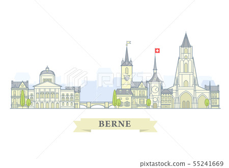 Berne, Switzerland - old town, city panorama with 55241669