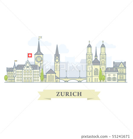 Zurich, Switzerland - old town, city panorama with 55241671
