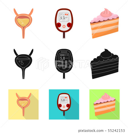 Vector illustration of diet and treatment sign. Set of diet and medicine stock symbol for web. Vector illustration of diet and treatment sign. Set of diet and medicine stock symbol for web. 55242153