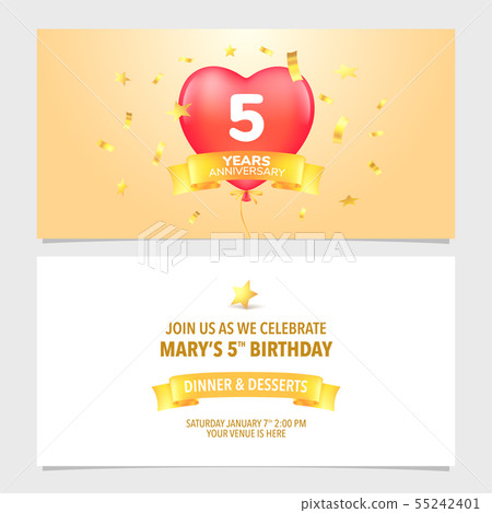 5 years anniversary invitation card vector 55242401