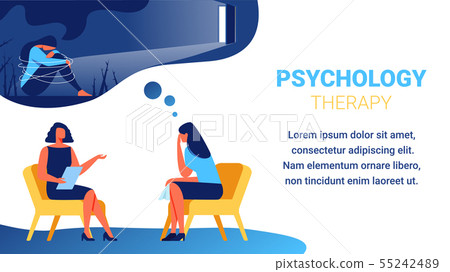 Psychologist near Woman with Handkerchief in Hand. Psychologist near Woman with Handkerchief in Hand. 55242489